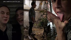 risky extreme couple jerk off outdoor in public under the rain (very romantic)