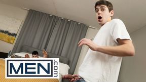 Men - Hatler Gurius Self Fucks His Hole, Then His Roommate Joey Mills Walks In To Help Him