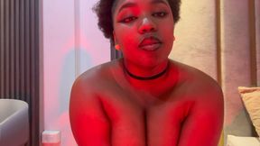 Ebony teen touches herself and gets excited thinki
