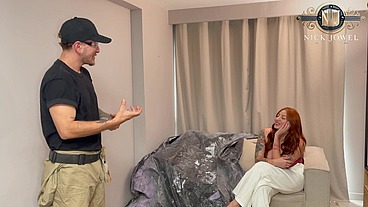 Wow! hot REDHEAD boss lady smooth talks House Painter into sex!