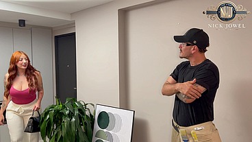 Wow! hot REDHEAD boss lady smooth talks House Painter into sex!