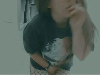 concupiscent gal listening goth for her parents dont listen to her moanings , masturbation at the shower