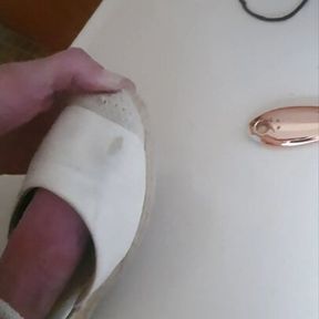 Fuck and cum in my girlfriends beige wedge