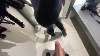 A stranger with big tits gave me a blowjob in the fitting room of a store