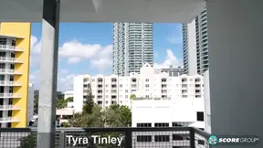 Big titted BBW Tyra Tinley jiggles her natural 38N-cup in slow motion