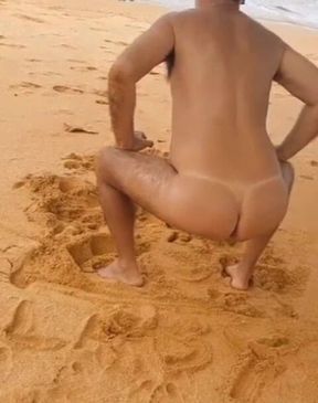 Naked Ladysilva on the Beach Showing off Her Tanned Hot Ass with Sexy Mark