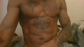 Hot Ebony Latino Tattoe, Pierced and Hot  Model  Jerking Off