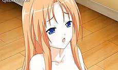 Busty hentai doll rides dick in threesome