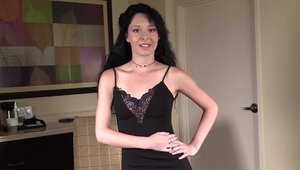 Black Ambush: Brunette Anne Adams bends over in HD