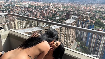 Two hot Venezuelan girls fuck their personal trainer