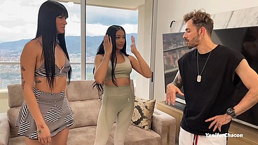 Two hot Venezuelan girls fuck their personal trainer