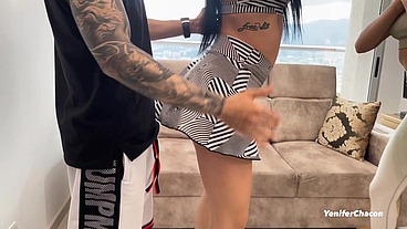 Two hot Venezuelan girls fuck their personal trainer