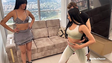Two hot Venezuelan girls fuck their personal trainer