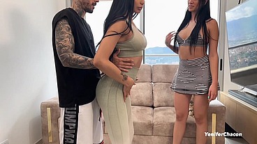 Two hot Venezuelan girls fuck their personal trainer