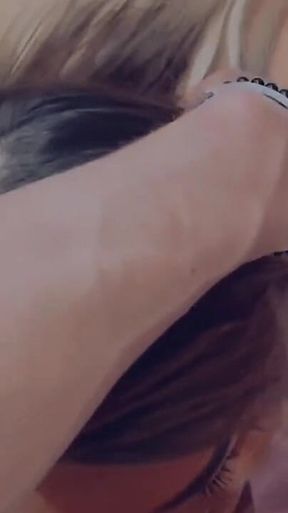 Tattooed Blonde Sucks Deeply and Takes a Hard Doggy POV - Red Nails Spread Ass