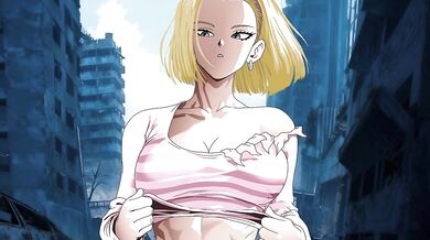 Android 18 takes Trunks' huge cock deep in this wild parody