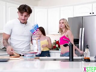 Uninterested stepsister and her bestie didn't like stepbros jokes