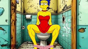 married housewife gets fucked in a public dirty restroom. cartoon. simpsons parody. gloryhole