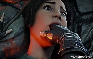 3D Lara Croft lesbian pussy licking