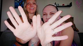 Vicky makes Marilyn compare thumbs and big toes: Size Comparison, Body Part Comparison, Big Hands- 1080p