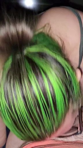 Green Haired Wife Sucks and Fucks