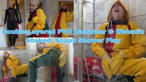 Double-Layered PVC Rainwear & Wetsuit: Soaked, Soapy Shower Play - MP4 720