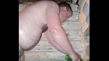 Inserted a huge cucumber to the in the ass! And then experienced a orgasm! Russian gay shocked!