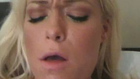 Moaning charming blond girlie Cassie gets hammered doggy style