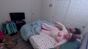 Bare Bottom Stepsister Shares a Bed with Stepbrother