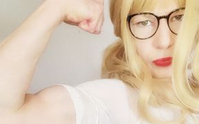 Girl flexing muscles