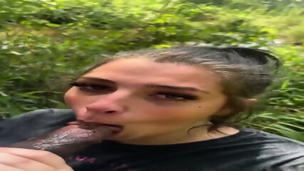 Southern Girl Throats Black Cock By The River
