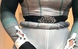 julie (camel toe, pantyhose, masturbation, , female mask, high heels, short skirt, blonde)