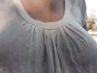Braless Bouncing Tits in Shirt During The Time That Walking and Running 4