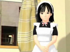 3D anime maid licking a hard penis