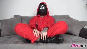 Tattooed Babe with Big Tits Puts on a Mask and Gets Into Character for a Daring Tease