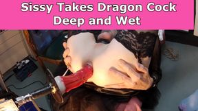 Sissy Takes Dragon Dildo Deep   Sissy Crossdresser Anal Training