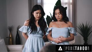 PURE TABOO Asian Stepsisters Lulu Chu & Kimmy Kimm Fulfill Their Stepdad's Doppelganger Fantasy