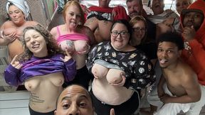 Dirty dozen babes strip tease, suck&#x1F61C; cock&#x1F32D;, get pounded hard.