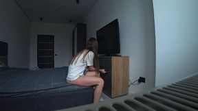 Unfaithful wife cheats on her husband with his best friend in a hotel room. Real cheating
