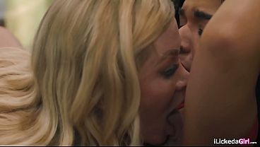 Stepmom and stepdaughter get it on in the classroom
