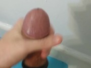 Cumming in shower with cockring on