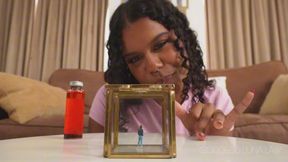 Step-sister's Only Vore- Ebony Goddess Luna Law shrinks you, make you cum in the palm of her hand and eats you alive, Giantess Fetish, Vore, Taboo step sister, Ebony Giantess Fetish