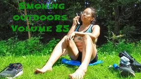 Petite Asian practicing grounding outdoors while Smoking volume 85 Non Nude ****wmv****
