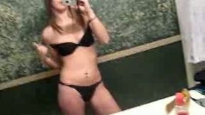 Young brunette sister of my GF strips and teases on selfie