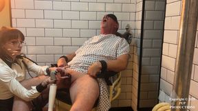 A Restrained No1 Pup Is Administered Electro-Shock Therapy To His Cock And Balls By Doctor Your Darling Honey While She Also Wanks Him And Overstims Him With A Doxy Until He Cums (Camera One)