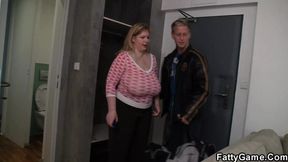 Big-titted blonde chubby masseur plumper gets fucked hard