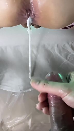 Anal Fuck with Cum Lube Enema Mess