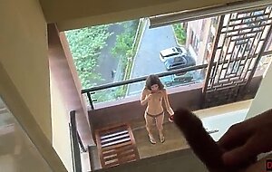 Horny neighbor masturbates on balcony while pervert peeps - katty west anal