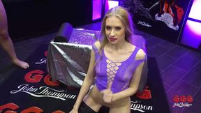 Ggg - Omg! Blonde in Purple Lingerie Gets Fucked by Two Guys - Hot Threesome Action!