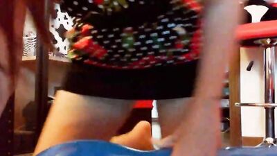 Big ass redhead woman is getting naked and playing with huge balloons